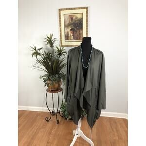 Carolina Belle Women Jacket Cinched Waist 1X Cap 3/4 Sleeve Open Lagenlook Boho